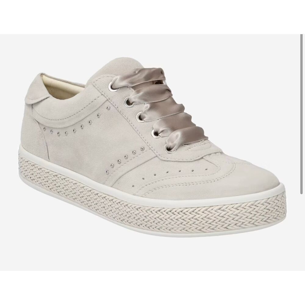 Geox D Leelu grey suede ribbon lace up sneaker size 6
